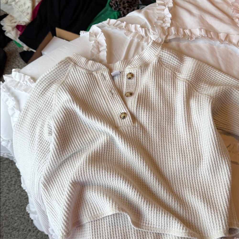 Old Navy Cream Knit Cardigan with Button Accents